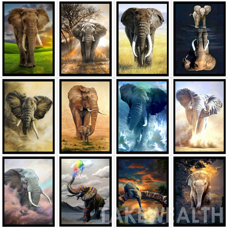 DIY Diamond Embroidery Animal Painting Full 5D Elephant All Post Mosaic Pattern Home Decor bk3 | Дом и сад