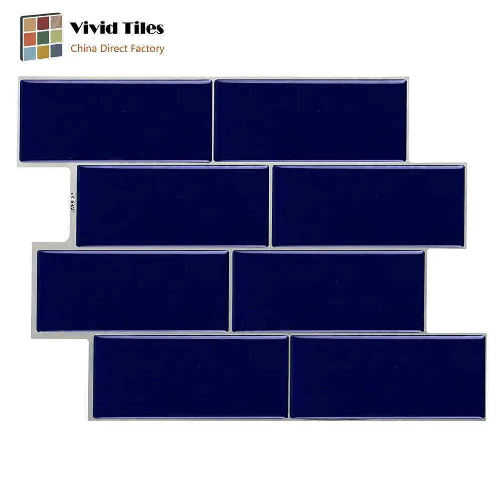 

Vividtiles Self Adhesive Resist to Heat and Humidity 3D Blue Brick Peel and Stick Backsplash Wall Tiles - 1 Sheet