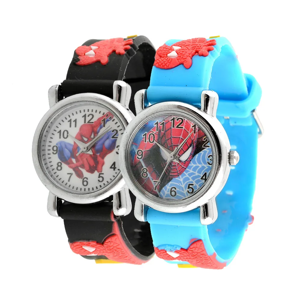 

Hot Fashion Rubber Blue Cartoon Child Boys Kid Chilren Analog Quartz Sports Spider Man Marvel Wrist Watch Gifts