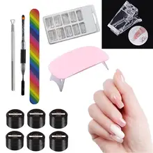 Poly Gel Nail Builder Set With Double-end Nail Brush Gel Quick Building Nail Tips Finger Extension Poly Glue Gel Nail Art Tool