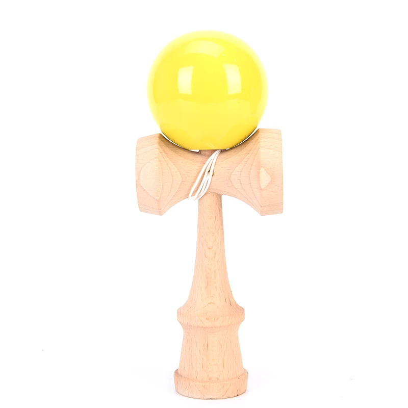 Новые 20 см деревянные игрушки мяч шар Kendama PU краски струны профессиональные игрушки для взрослых досуг спортивная игрушка для игр на открытом воздухе - Цвет: Цвет: желтый