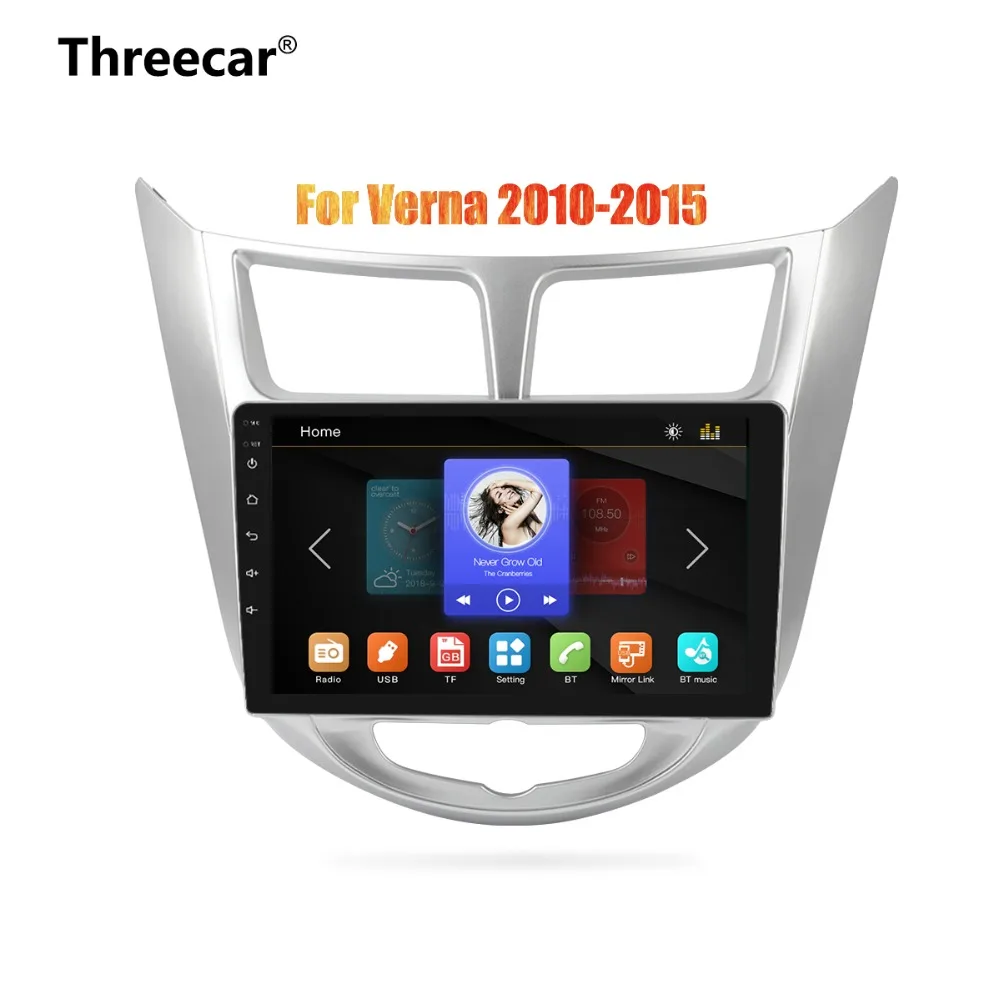 

Threecar One Din 9 inch Car Radio Multimedia Player 1024*600 Mirror Link Android For Hyundai Verna 2010 2011 2012 2013 2014 2015