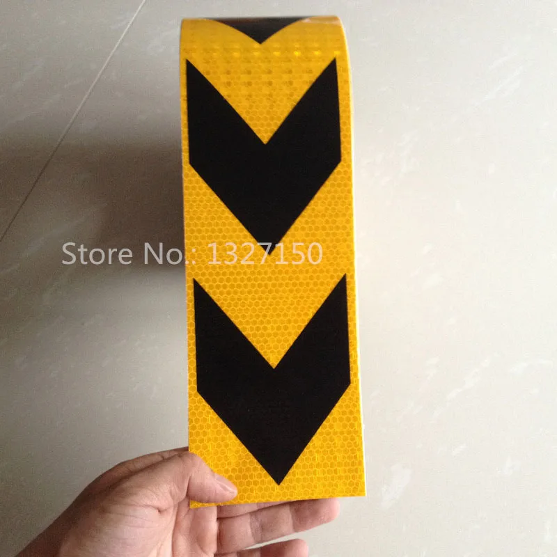 100mm*5m Yellow and Black Arrow Safety Reflective Caution Warning Self