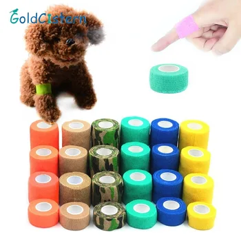 

4 Size Pet Health Wrapping Bandage Breathable Tearing Non-woven Cloth Self-adhesive Elastic Pet Bandage Vet Cohesive Bandage