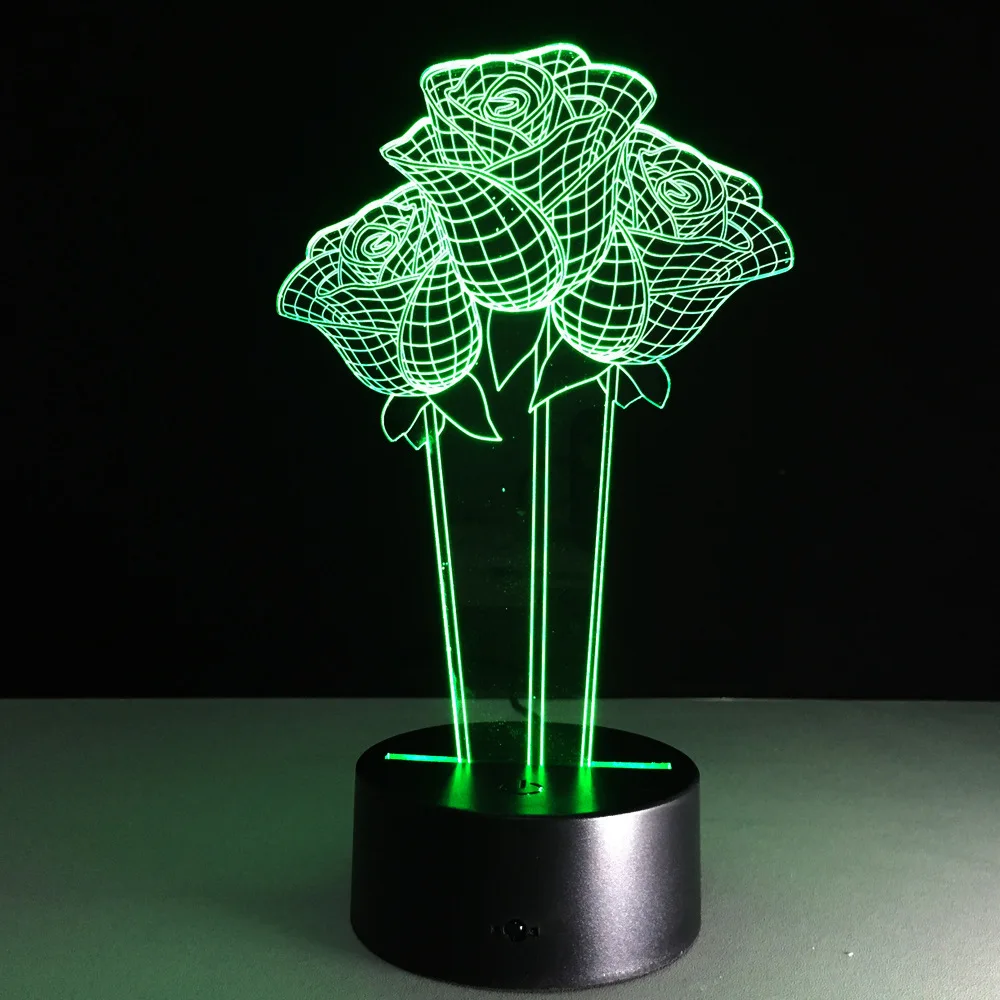 Розовый USB ночник 3D 7 цветов прикроватный головной свет Свадьба День рождения подарок в День Св. Валентина Светодиодный Настольный светильник