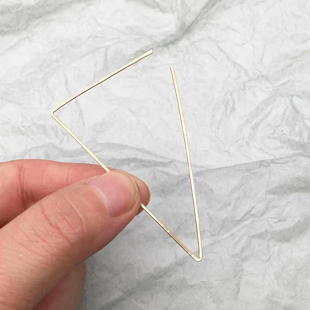 Золотые треугольные серьги-Альпинисты ручной работы, треугольные серьги с золотым наполнением/925 серебряные ювелирные изделия Oorbellen минималистичные серьги для женщин