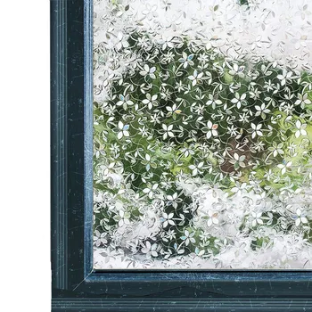

WXSHSH 3D Laser Flower Window Film No Glue Static Film Non-Adhesive Frosted Privacy Window Decal Home Decorative Glass Foil