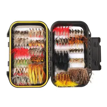 

Fly Fishing Flies Kit - 100pcs Handmade Fly Fishing Lures - Dry/Wet Flies,Streamer, Nymph, Emerger with Waterproof Fly Box