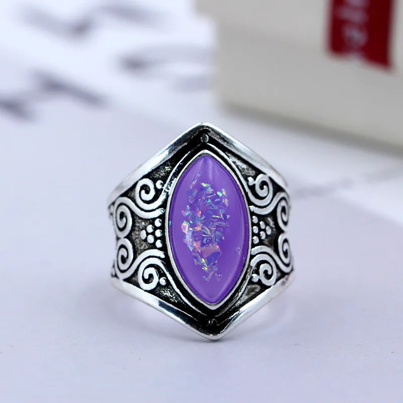 Винтажный Ретро, тибетский серебряный Большой целебный Кристалл Кольца для женщин Бохо античный Индийский лунный камень ювелирное серебряное кольцо подарки