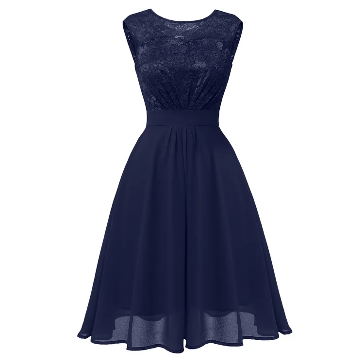 Abiye gece elbisesi винтажное кружевное вечернее платье, короткое вечернее платье с круглым воротником, выдалбливают вечерние платья, тонкое торжественное платье - Цвет: Синий