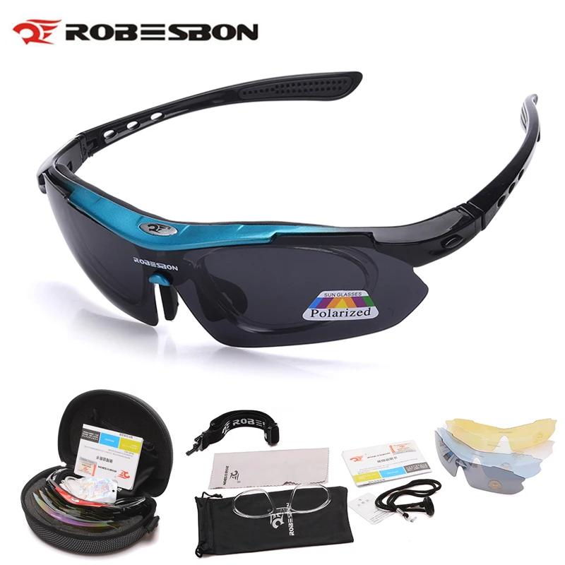 melhor ROBESBON Ciclismo Polarizada Óculos 5 Len Homens Correndo Pesca Óculos de Sol UV Proteger Mountain Road MTB Bicicleta Óculos De Sol Eyewear