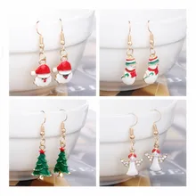 Женская рождественская Ювелирная серьга с рождественской тематикой в виде Санта-Клауса и снеговика