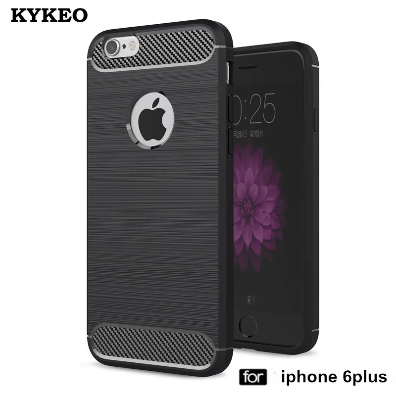 buy For iPhone 6 Plus Case Silicone Carbon Fiber Luxury Design Hybrid Protective Cover Anti knock for iPhone 6S plus Case