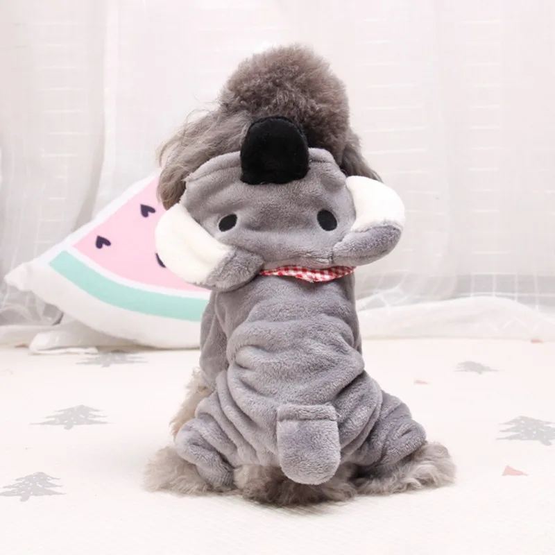

Pet Autumn Winter Flannel Four Legs Costume for Dogs Puppy Thickened Hoodie Coat Grey Koala