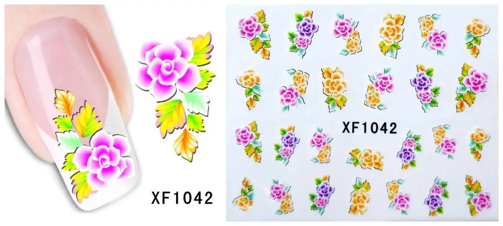 30 стилей! Модный лак для ногтей, наклейки, цветочный дизайн, переводные наклейки для ногтей - Цвет: XF1042