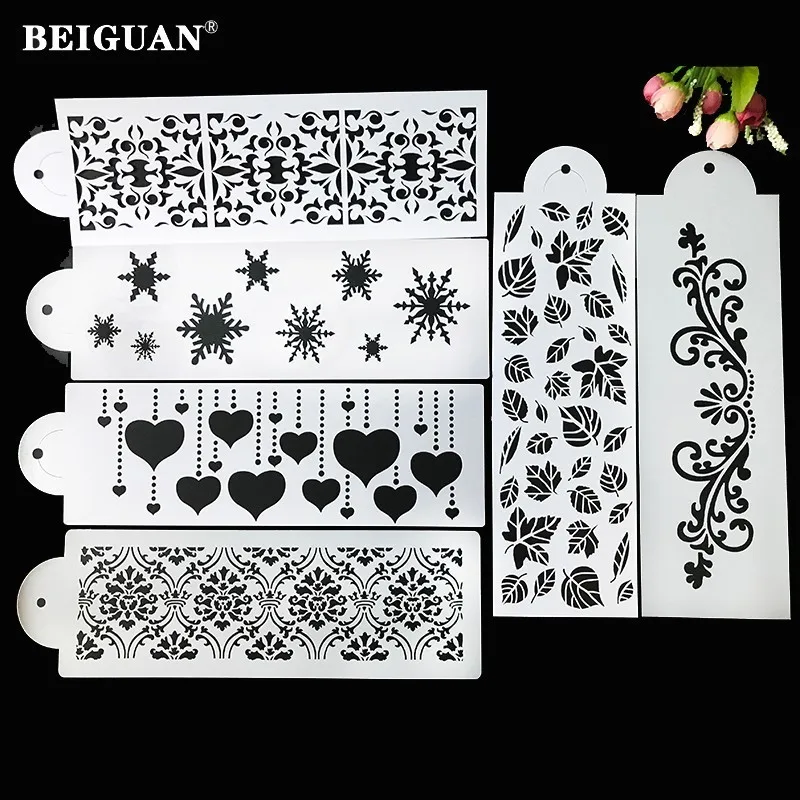 6pcs/set cake stencil bakery tool fondant mold crown king princess queen bakeware baking fondant cake stencil template mold