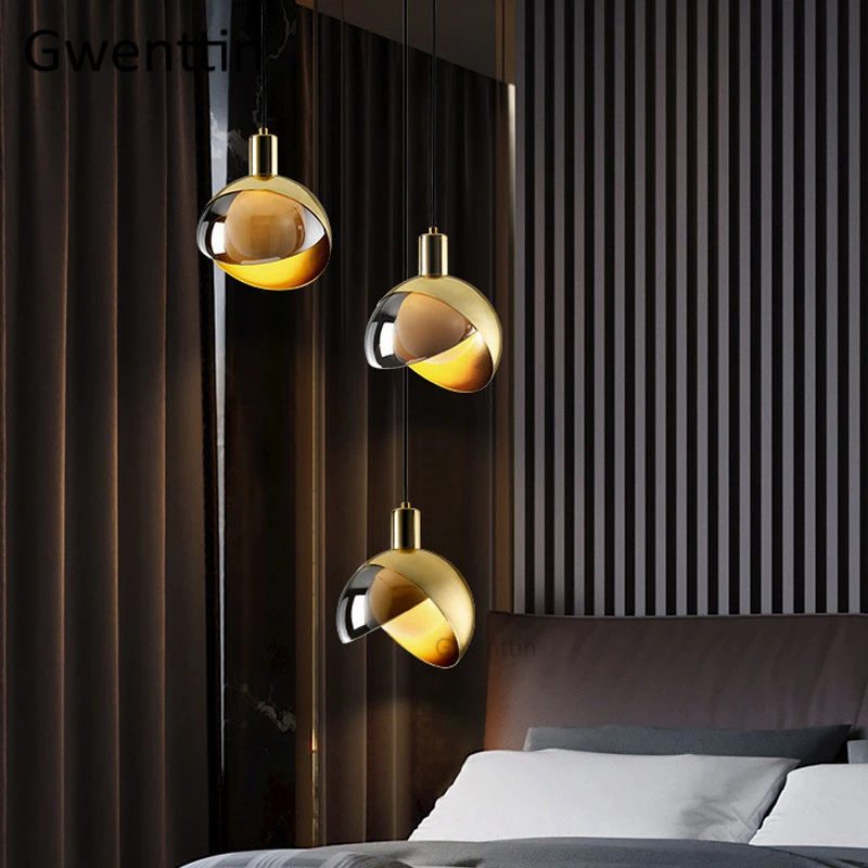 Современный роскошный золотой подвесной светильник, светильник со стеклянным шаром, светодиодный подвесной светильник s, подвесной светильник для столовой, спальни, кухни, лампа