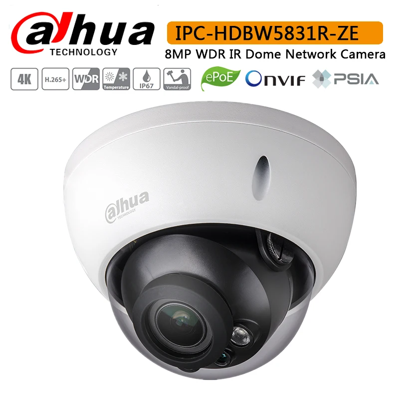 

Original Dahua IPC-HDBW5831R-ZE 8MP WDR IR Dome Network Camera with Max. IR LEDs Length 50m IP Camera IPC-HDBW5831R-ZE