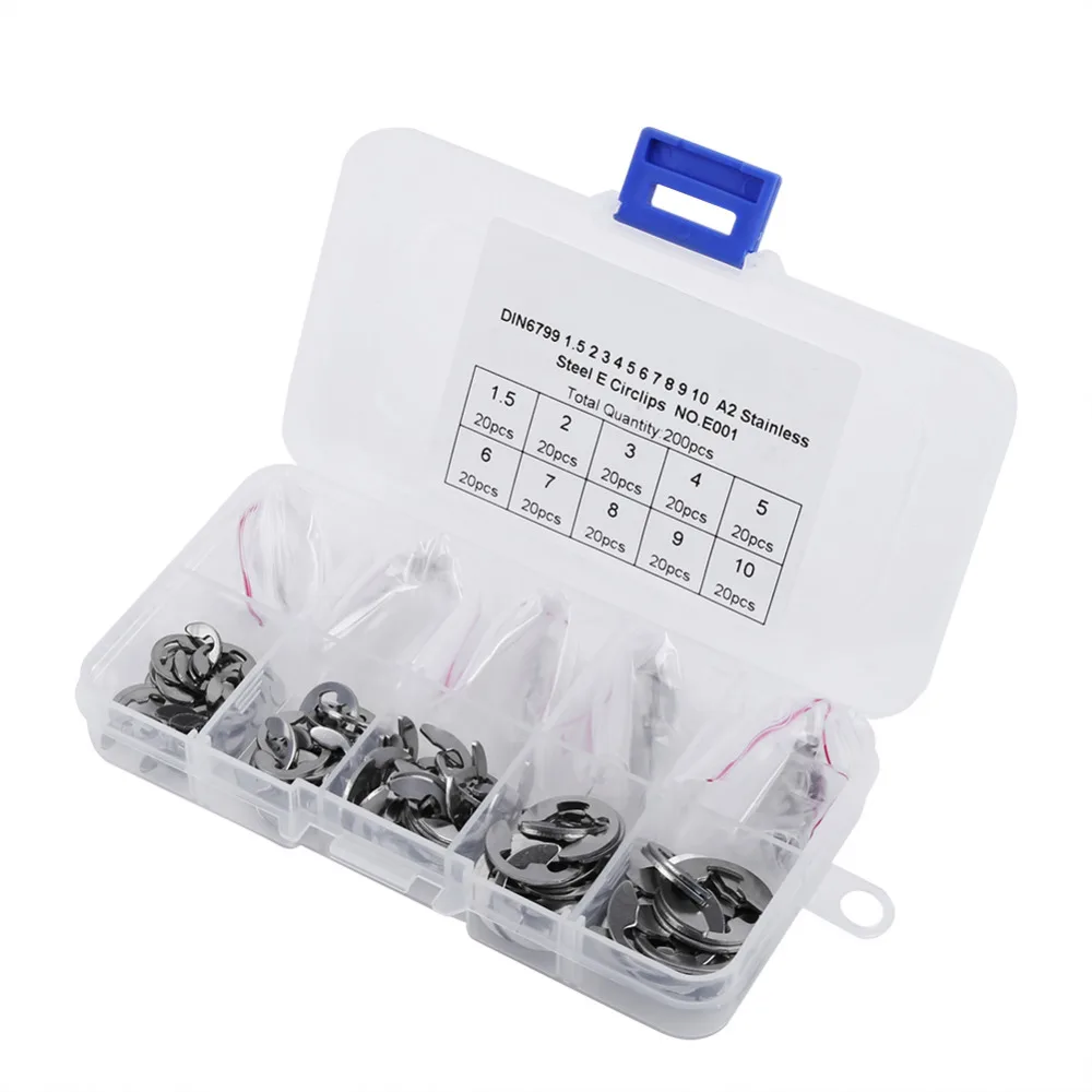 

1 Set 120Pcs 304 Stainless Steel E-Clip Retaining Snap Ring Circlip Kit 1.5mm-10mm