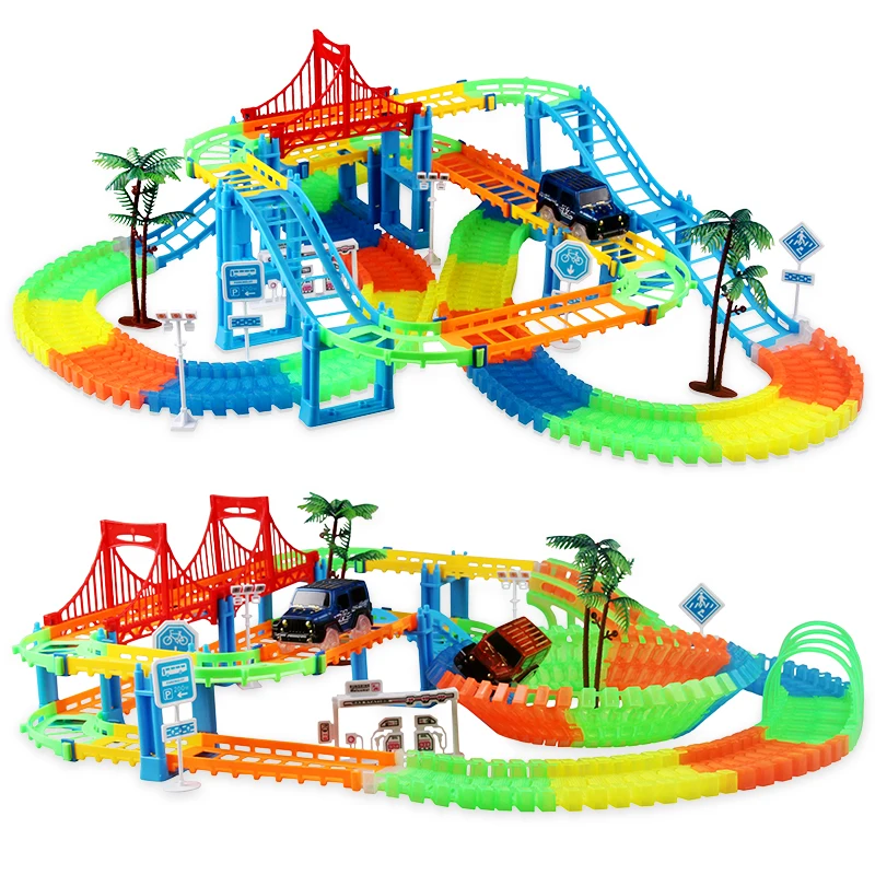 Racing Track Play Set Connecting Roller Coasters Racer Electronic Cars Kids Toys