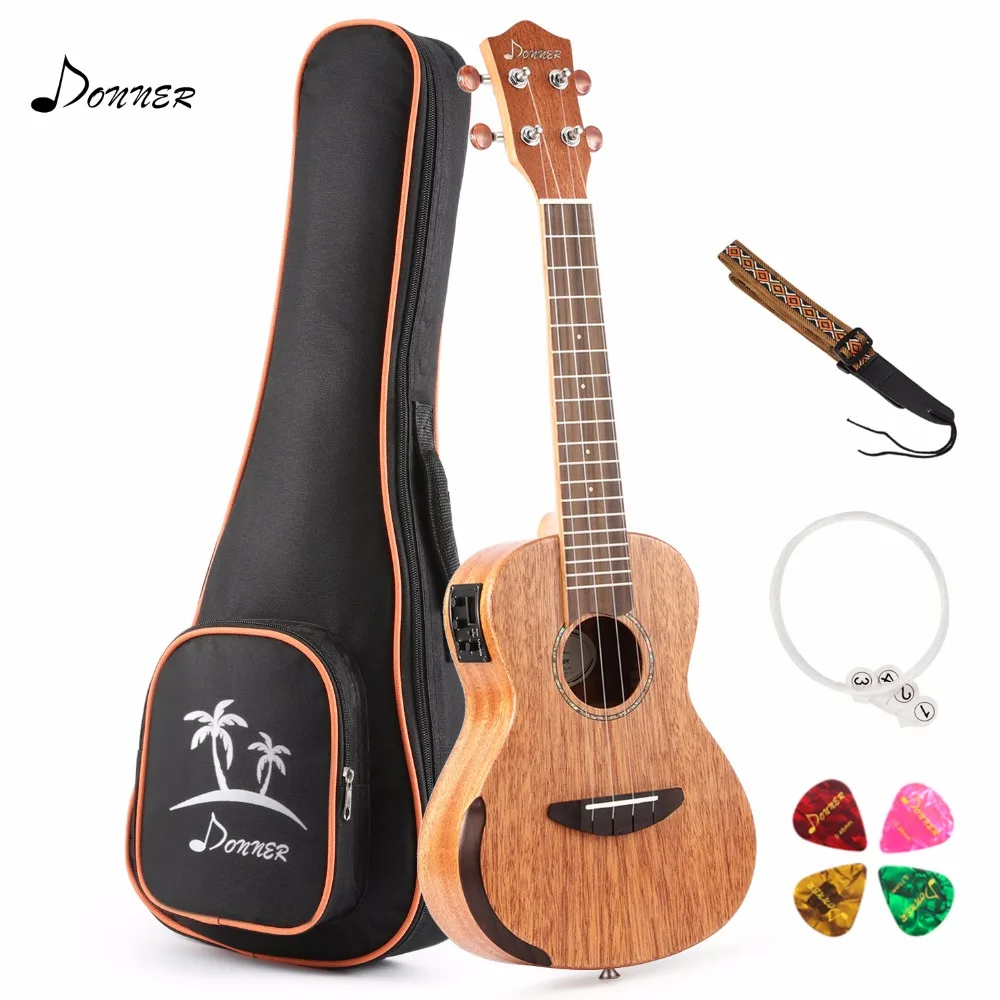 

Donner EQ 23 inch Mahogany BodySolid Electro-acoustic Ukulele Electric Concert Ukulele DUC-4E