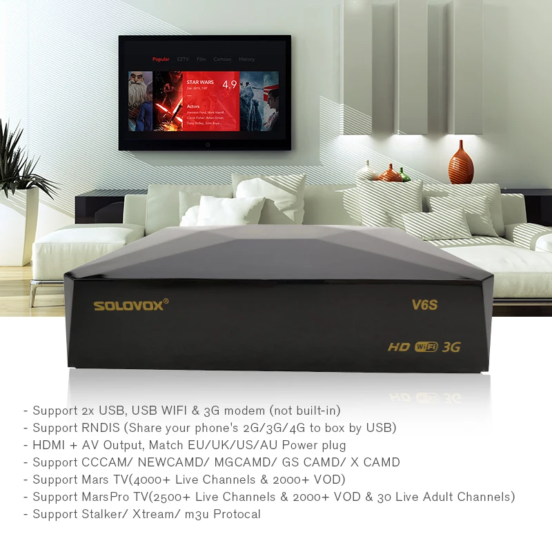 SOLOVOX S V6S Satellite TV Receiver Home Theater HD Support M3U CCCAM TV Xtream For Eu Fr USK USA Arab Satellite Receiver SOLOVOX S V6S Satellite TV Receiver Home Theater HD Support M3U CCCAM TV Xtream For Eu Fr USK USA Arab Satellite Receiver