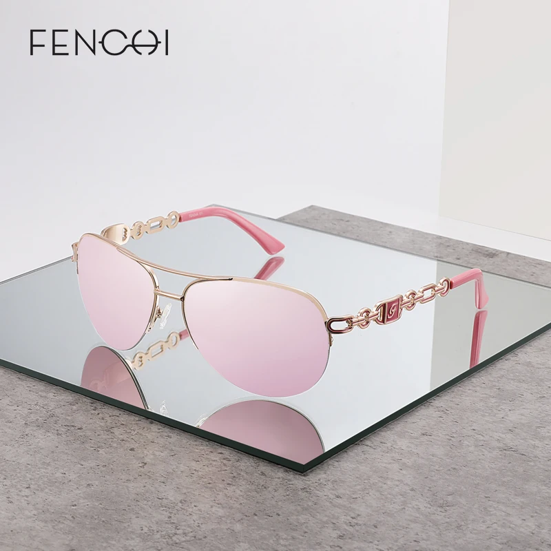 FENCHI 2021 Солнцезащитные очки женские UV 400 зеркальные розовые белые солнцезащитные