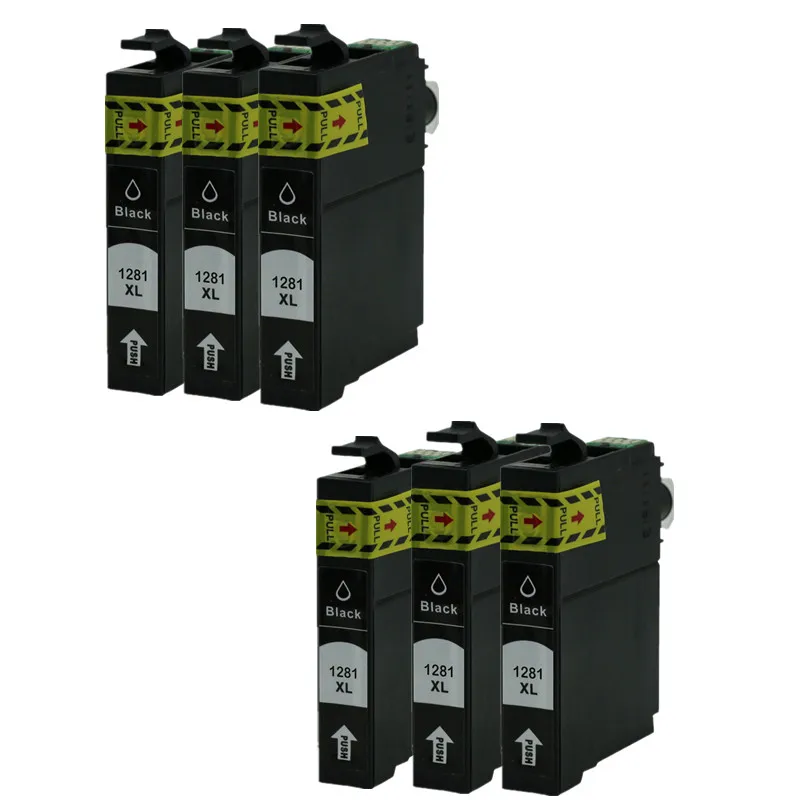 6PK Black Ink Cartridges Replacement For Epson T1281 Stylus S22 SX125 SX130 SX230 SX235W SX420W