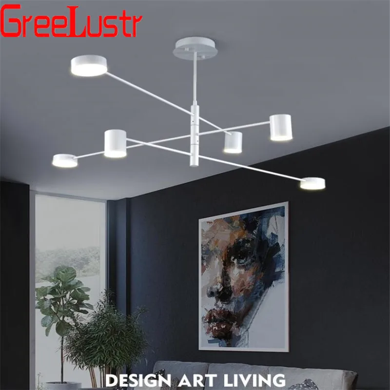 Модный дизайн, вращающийся светодиодный Потолочный подвесной светильник-люстра, черно-белый подвесной светильник для зала, кухни, гостиной