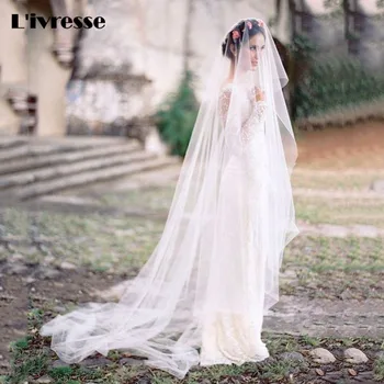 

Wholesale Soft Tulle Cut edge Brautschleier 3 Meter Veils For Bride White Ivory Hu Da Beauty Wedding Veil