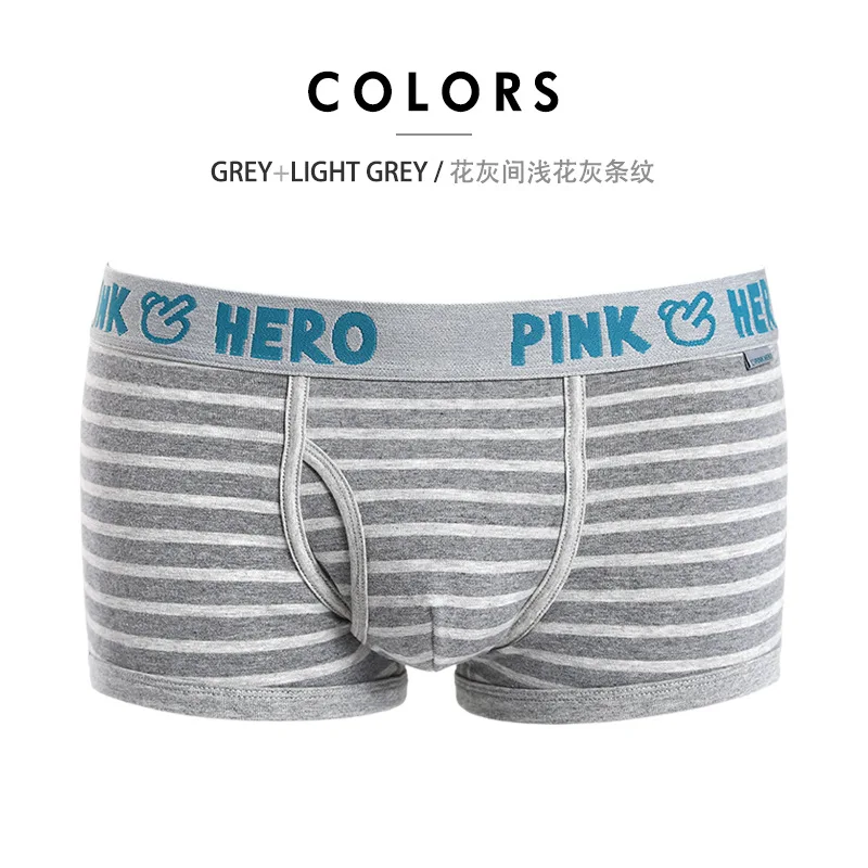 Gray Pink Hero Для мужчин мужское нижнее белье Для мужчин трусы-боксеры с изображением гладкое хлопчатобумажное полотно шорты-боксеры трусики брендовая одежда, детские трусы-боксеры Cuecas u-образной выпуклостью спереди - Цвет: Gray