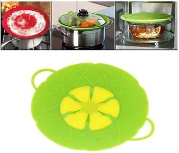 

Multi-function Cooking Tools Flower Cookware Parts Green Silicone Boil Over Spill lid Stopper Oven Safe For Pot/Pan Cover 10"