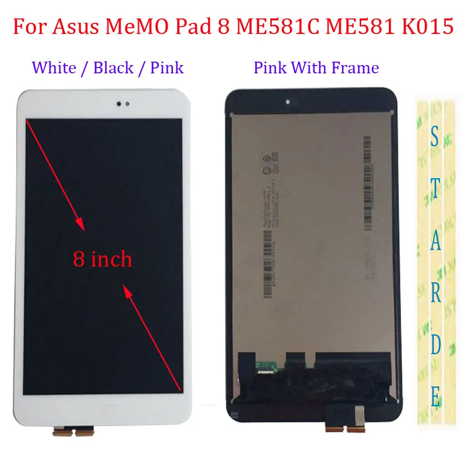 Tanie Starde 8 ekran LCD dla asusa notatnik 8 ME581C ME581 ME581CL K015 K01H wyświetlacz LCD montaż digitizera ekranu dotykowego z ramą