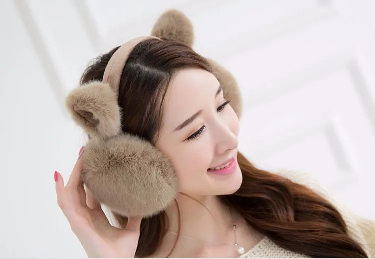 New Fashion Rabbit Winter Earmuffs For Women Warm Fur Earmuffs Winter Warm Ear Warmers Gifts For Girls Female Free Shipping