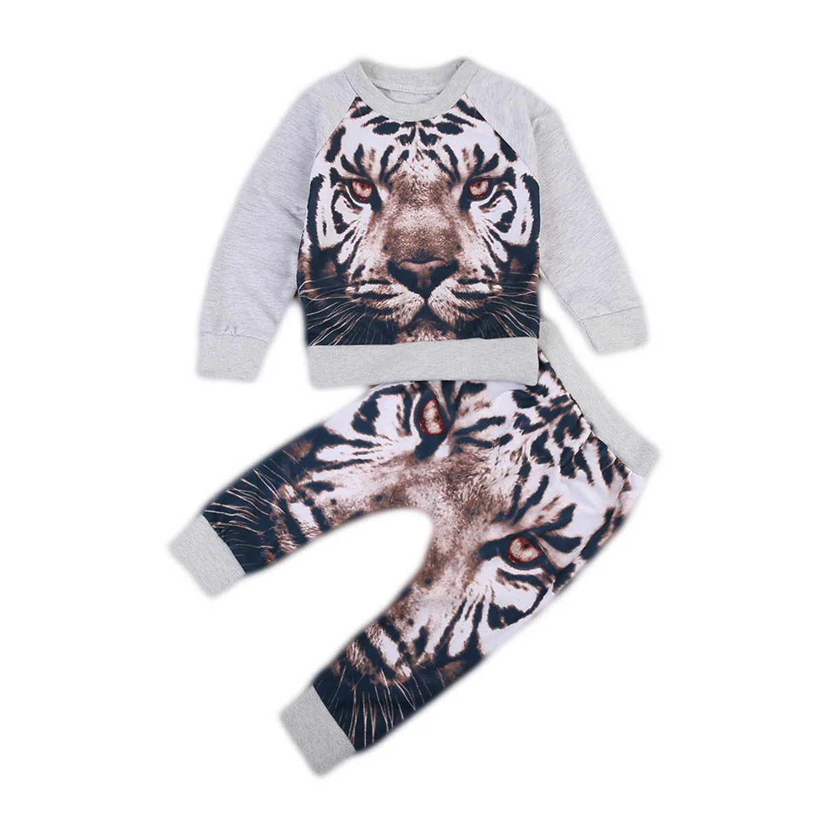 

2017 Babies Tiger Clothing Set Newborn Baby Boy Sweater 2pcs Tigers Clothes Outfits Animal Print Long Sleeve