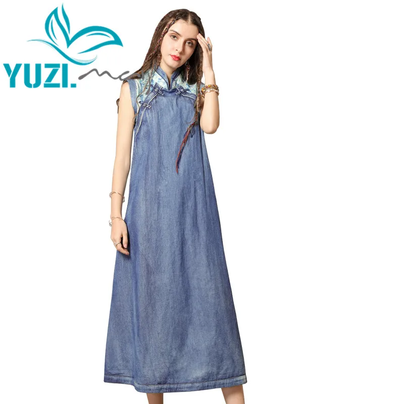 Летнее платье 2019 Yuzi.may Бохо новые хлопковые женские платья со стоячим воротником