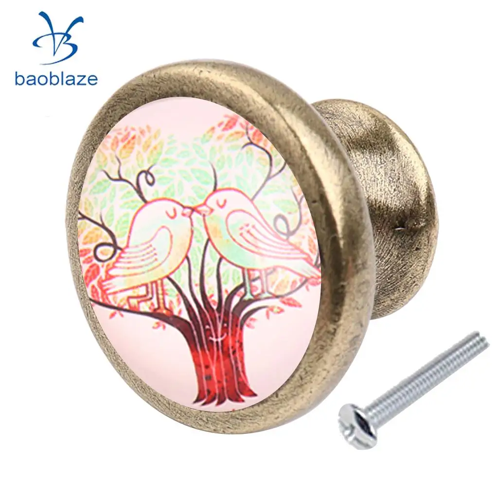 2PCS Zinc Alloy Tree Pattern Cabinet Drawer Pull Cupboard Wardrobe Knob Handle for Home Kids Bedroom Decor