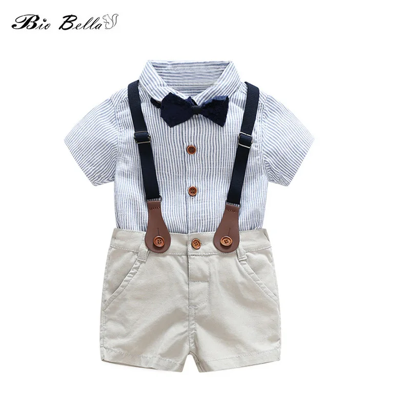 Комплекты летней одежды для новорожденных мальчиков, стиль, топики для мальчиков+ комбинезон, комплект одежды из 2 шт., детский комбинезон, комплект одежды для маленьких мальчиков - Цвет: Blue