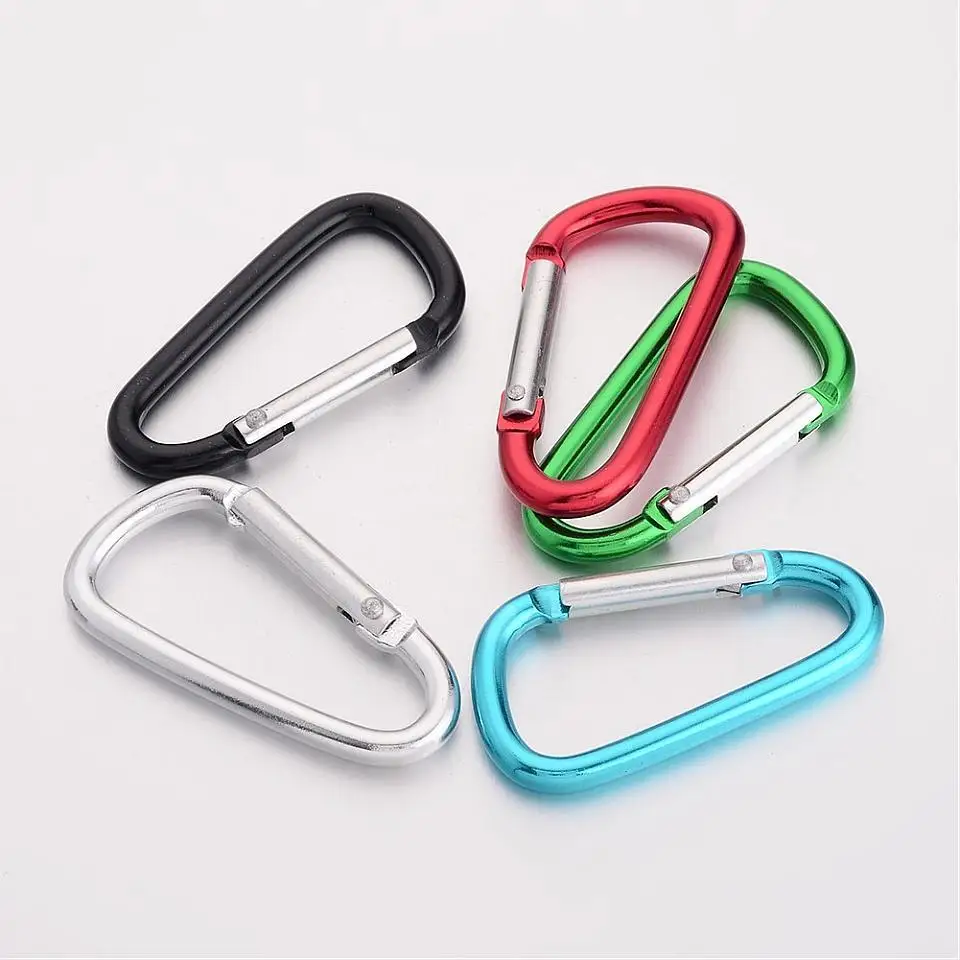 

50pcs Aluminum Rock Climbing Carabiners, Key Clasps, Mixed Color, about 24mm wide, 47mm long, 4mm thick.