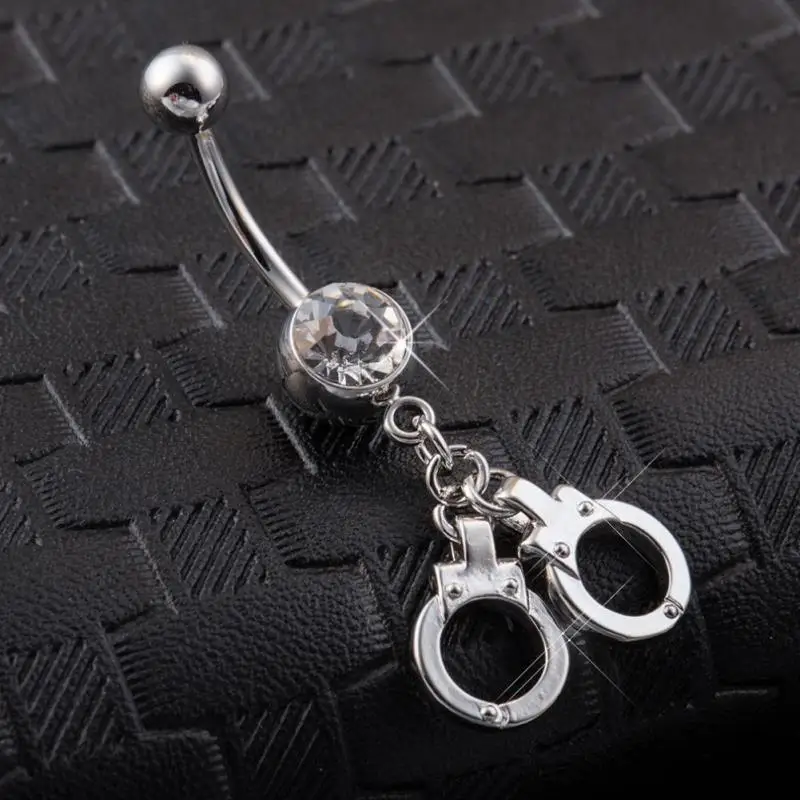 Brand New Handcuffs Belly Button Ring Body Piercings Jewelry Belly Piercings Women Navel Rings 5