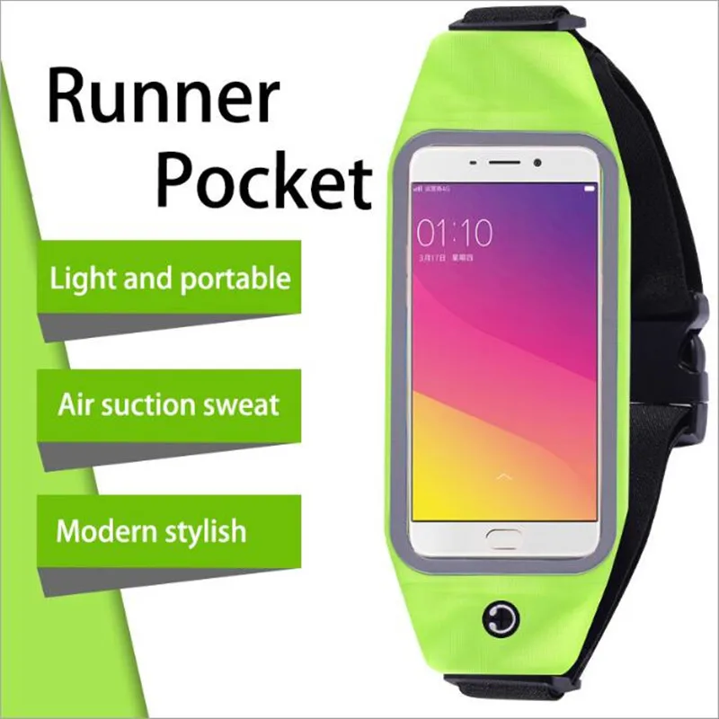 Goede Universele Reflecterende Running Heuptas Gym Jogging Sport Touch Screen Zak voor iPhone 8 7 6 s SE Telefoon Arm zakken Riem Pouch Armband