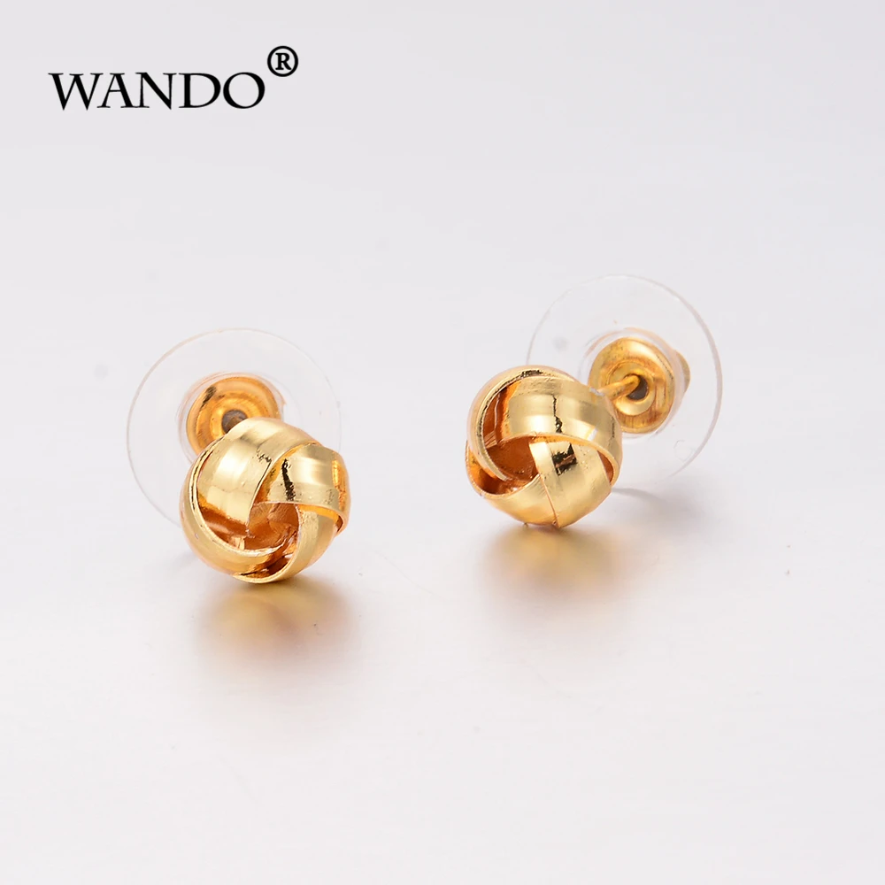 Серьги гвоздики WANDO Twist ball золотистого цвета Женские Ювелирные изделия с жемчугом