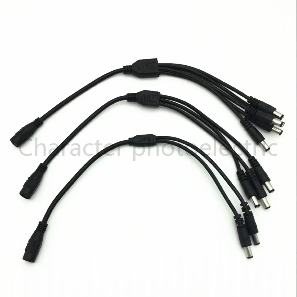 

DC Power Jack 5.5x2.1mm DC Power Cable 1 Female to 2,3,4,5,6,8 Male Plug Splitter Adapter for Security CCTV Camera and LED Strip