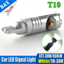 2pcs T10 600LM led 10-30V High Power 30W XTE Pure White Plate Interior 194/501 W5W car Bulbs Light Lamp parking car light source