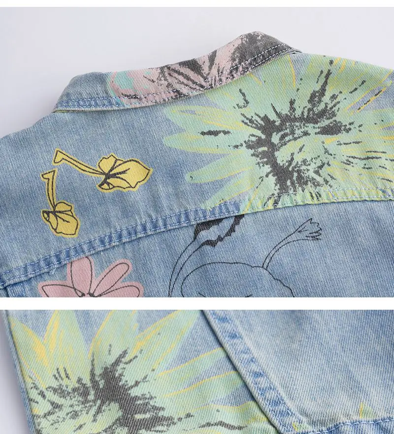 Girls Floral Print Jeans Jacket G2109-22