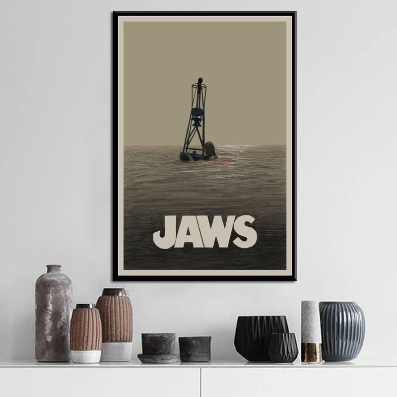 

Posters and Prints JAWS Movie Horror Shark Poster Wall Art Picture Canvas Painting for Room Home Decor