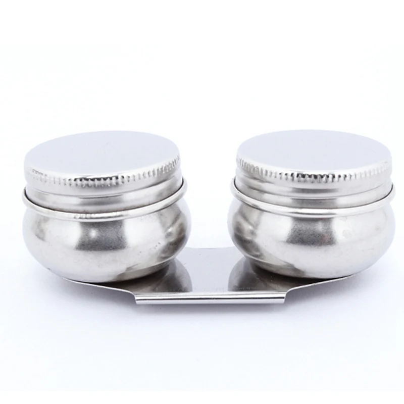 Color palette paint pots Stainless steel drum painting palette Oil paint pot Single double hole dipper Easy clean drawing tools Art painting supplies