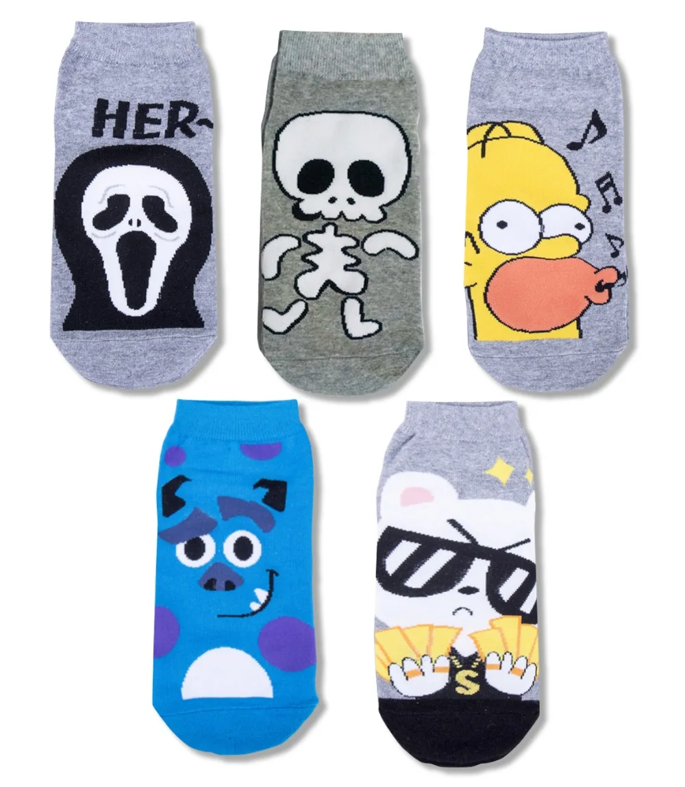 

Men Socks Cartoon Pattern Ankle Novelty Sox Japanese Anime Ghosts Men's Cotton Boat Socks Funny Socks Women Short Sock