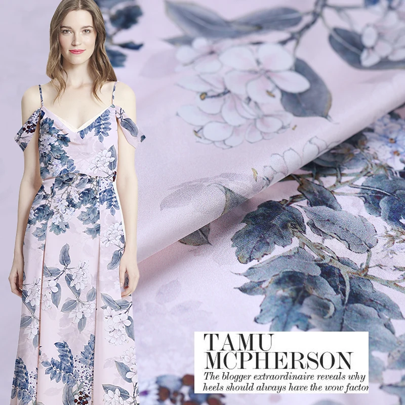 

Digital inkjet stretch silk satin fabric 19mm soft breathable half skirt dress silk fabric satin wholesale silk cloth