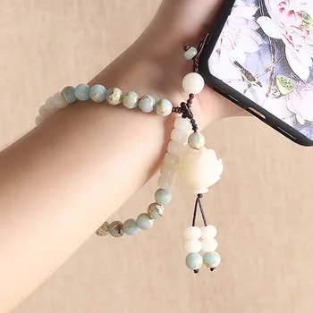 

WEIYU Round ShouShan Stone Snakeskin Blue Stone Beads Bracelet Carved Lotus Wrist Mala Charm Yoga Bracelet Wood Bead Jewelry